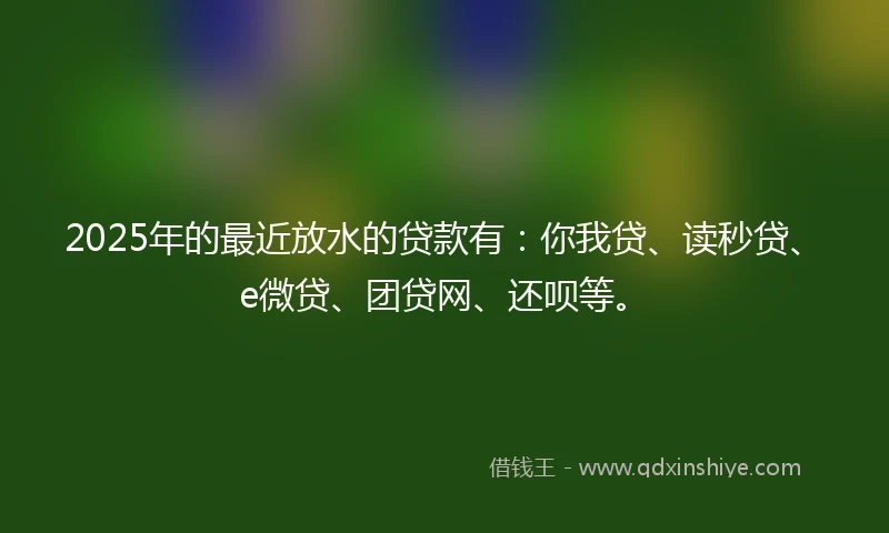 2025年的最近放水的贷款有：你我贷、读秒贷、e微贷、团贷网、还呗等。