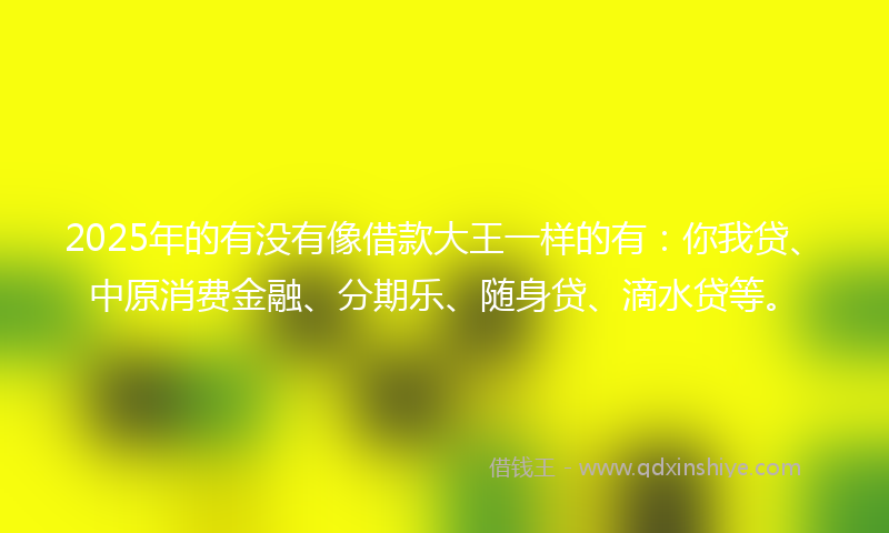2025年的有没有像借款大王一样的有：你我贷、中原消费金融、分期乐、随身贷、滴水贷等。