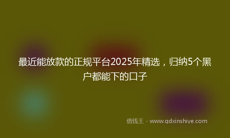 最近能放款的正规平台2025年精选，归纳5个黑户都能下的口子