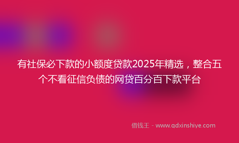 有社保必下款的小额度贷款2025年精选，整合五个不看征信负债的网贷百分百下款平台