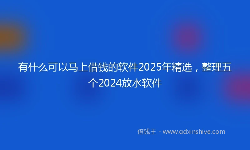 有什么可以马上借钱的软件2025年精选，整理五个2024放水软件