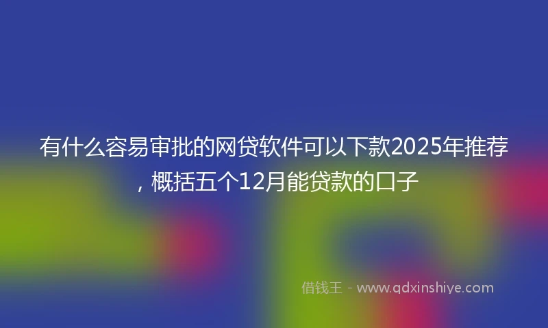 有什么容易审批的网贷软件可以下款2025年推荐，概括五个12月能贷款的口子