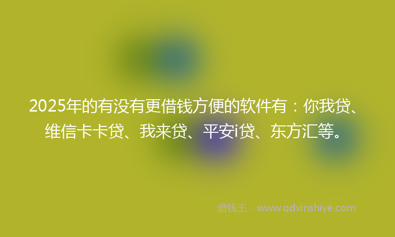 2025年的有没有更借钱方便的软件有：你我贷、维信卡卡贷、我来贷、平安i贷、东方汇等。