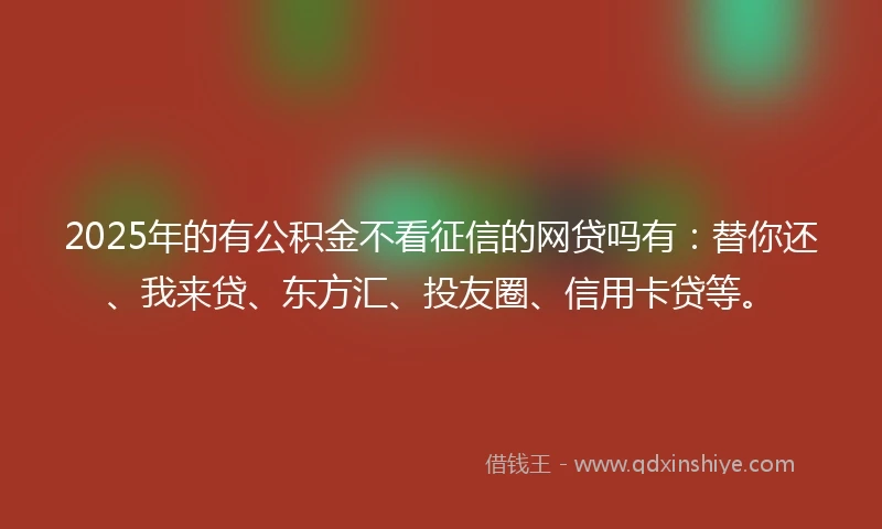2025年的有公积金不看征信的网贷吗有：替你还、我来贷、东方汇、投友圈、信用卡贷等。