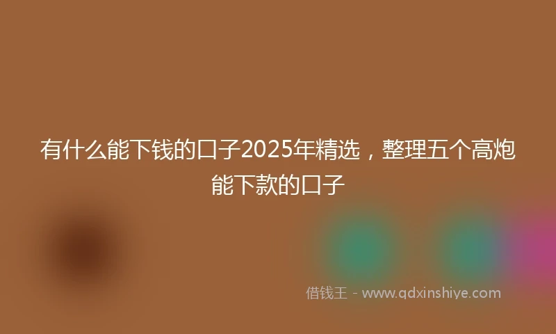 有什么能下钱的口子2025年精选，整理五个高炮能下款的口子
