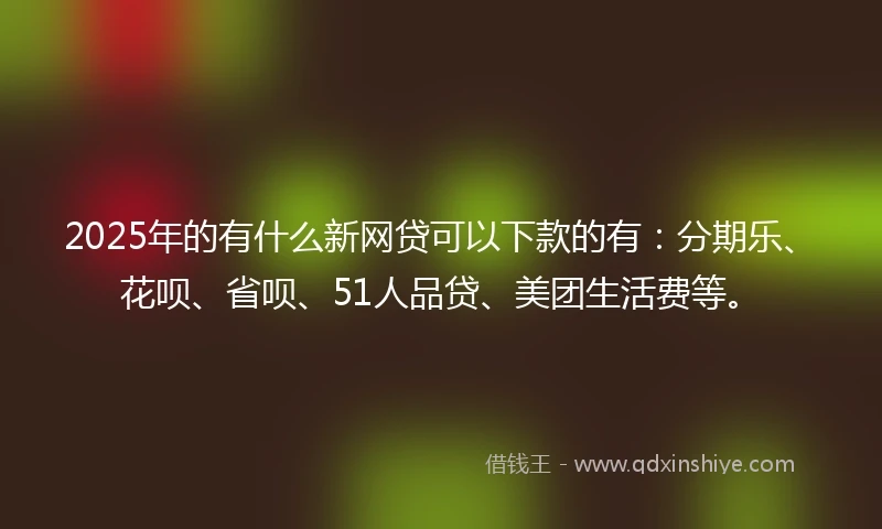 2025年的有什么新网贷可以下款的有：分期乐、花呗、省呗、51人品贷、美团生活费等。