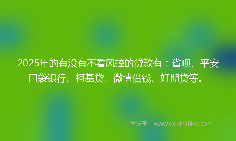 2025年的有没有不看风控的贷款有：省呗、平安口袋银行、柯基贷、微博借钱、好期贷等。