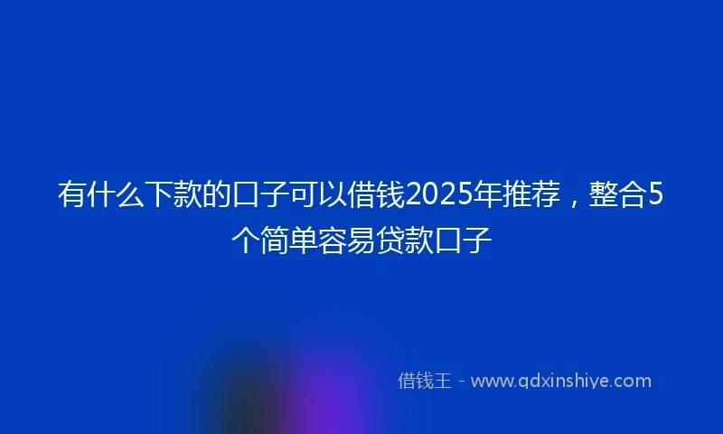 有什么下款的口子可以借钱2025年推荐，整合5个简单容易贷款口子