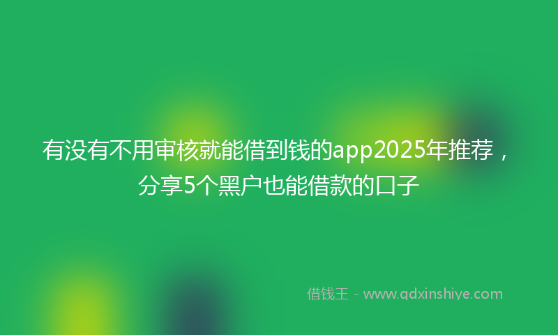 有没有不用审核就能借到钱的app2025年推荐，分享5个黑户也能借款的口子