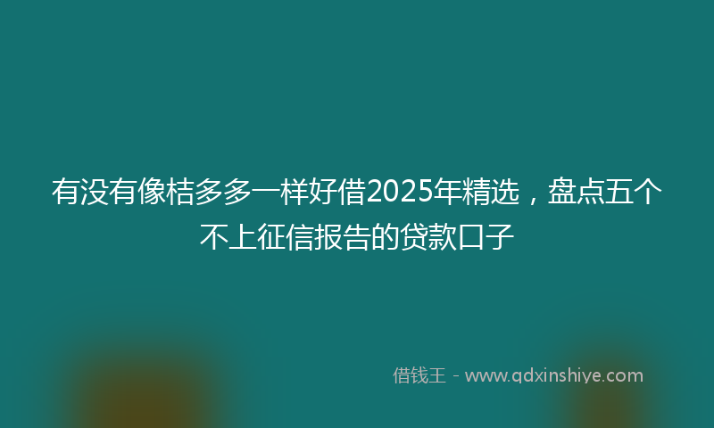 有没有像桔多多一样好借2025年精选，盘点五个不上征信报告的贷款口子