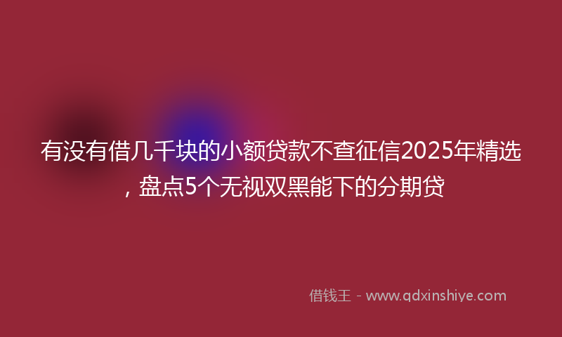 有没有借几千块的小额贷款不查征信2025年精选，盘点5个无视双黑能下的分期贷