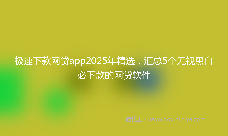 极速下款网贷app2025年精选，汇总5个无视黑白必下款的网贷软件
