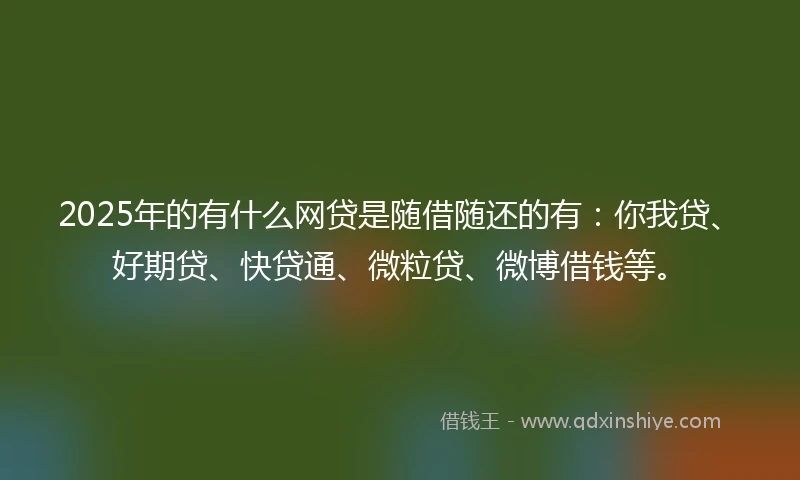 2025年的有什么网贷是随借随还的有：你我贷、好期贷、快贷通、微粒贷、微博借钱等。