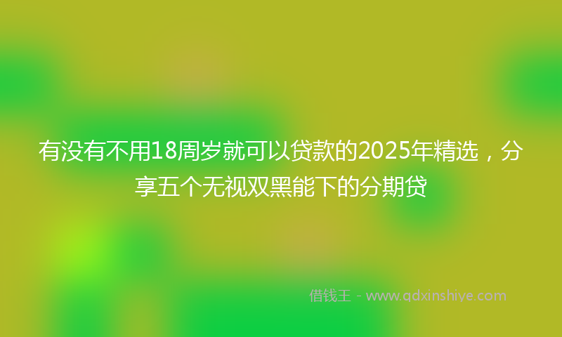有没有不用18周岁就可以贷款的2025年精选，分享五个无视双黑能下的分期贷