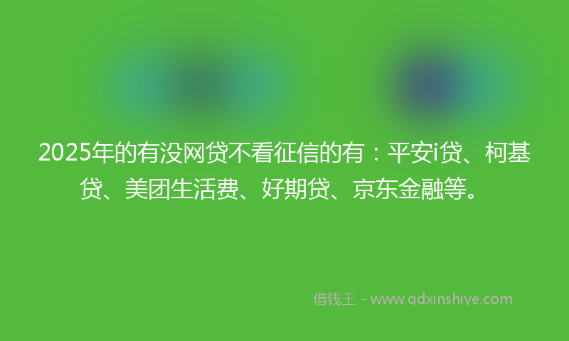 2025年的有没网贷不看征信的有：平安i贷、柯基贷、美团生活费、好期贷、京东金融等。