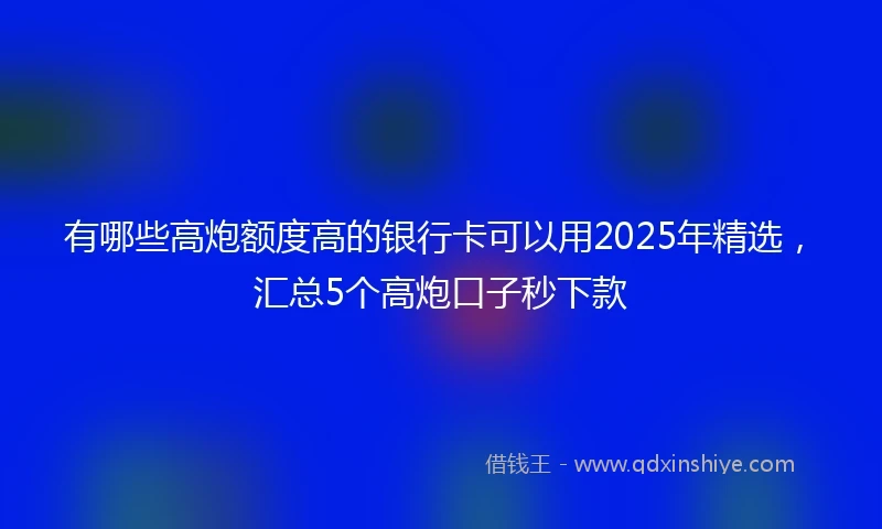 有哪些高炮额度高的银行卡可以用2025年精选，汇总5个高炮口子秒下款