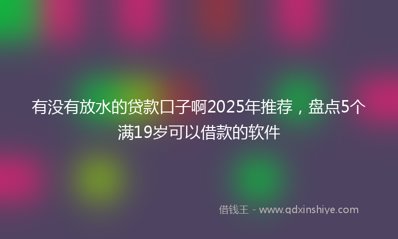 有没有放水的贷款口子啊2025年推荐，盘点5个满19岁可以借款的软件