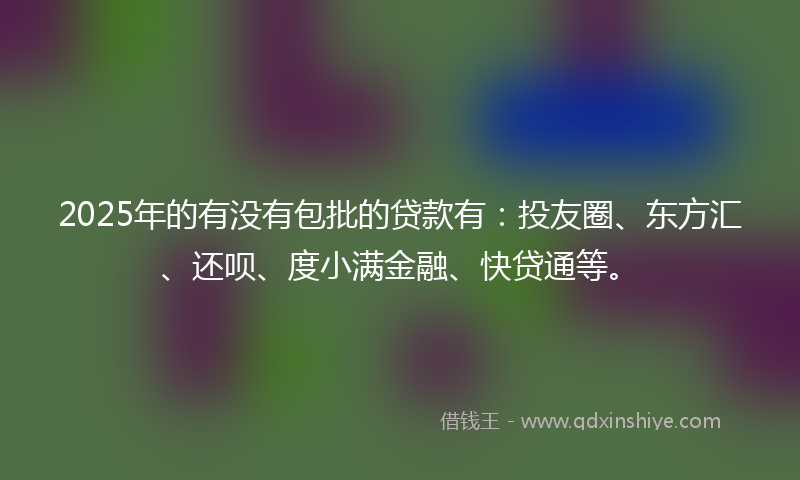 2025年的有没有包批的贷款有：投友圈、东方汇、还呗、度小满金融、快贷通等。