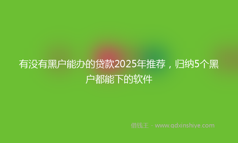 有没有黑户能办的贷款2025年推荐，归纳5个黑户都能下的软件