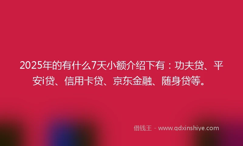 2025年的有什么7天小额介绍下有：功夫贷、平安i贷、信用卡贷、京东金融、随身贷等。