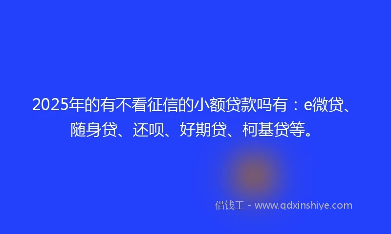 2025年的有不看征信的小额贷款吗有：e微贷、随身贷、还呗、好期贷、柯基贷等。