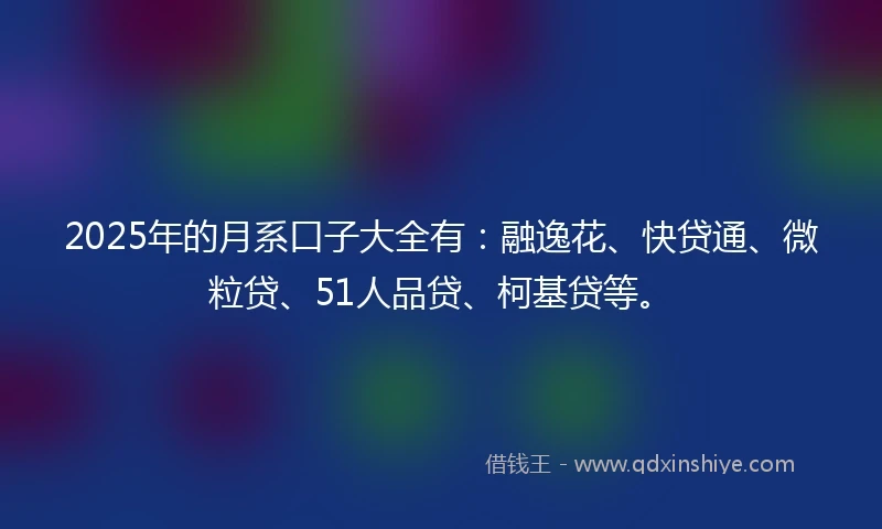 2025年的月系口子大全有：融逸花、快贷通、微粒贷、51人品贷、柯基贷等。
