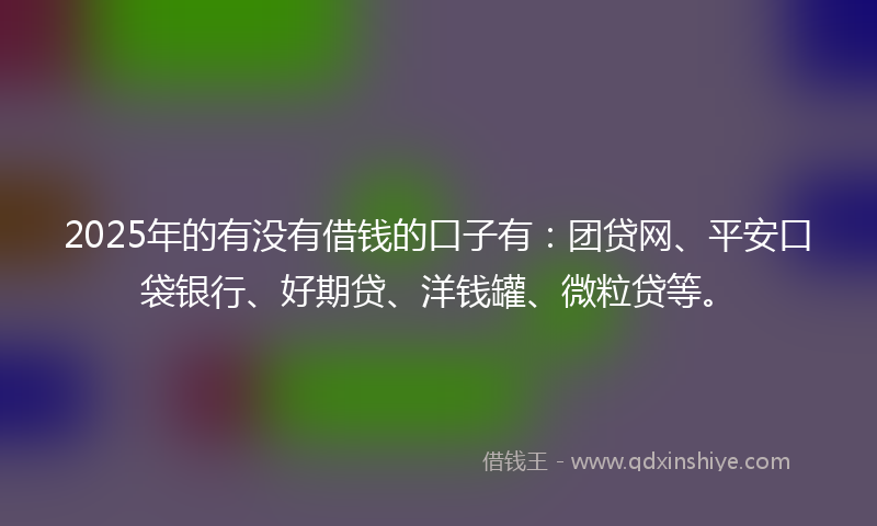 2025年的有没有借钱的口子有：团贷网、平安口袋银行、好期贷、洋钱罐、微粒贷等。