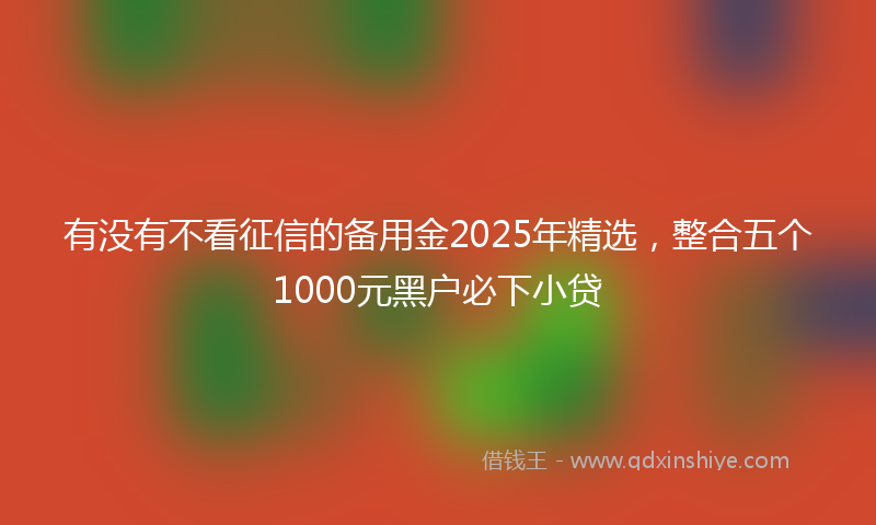 有没有不看征信的备用金2025年精选，整合五个1000元黑户必下小贷