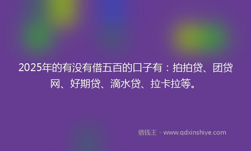 2025年的有没有借五百的口子有：拍拍贷、团贷网、好期贷、滴水贷、拉卡拉等。