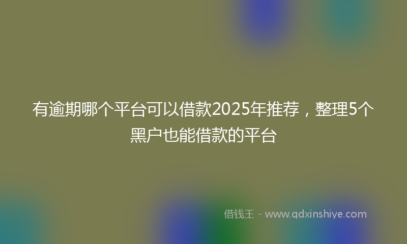 有逾期哪个平台可以借款2025年推荐，整理5个黑户也能借款的平台