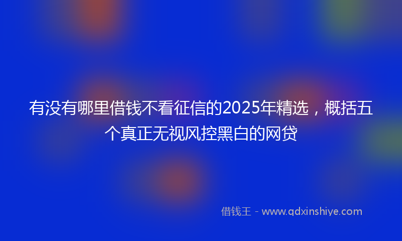 有没有哪里借钱不看征信的2025年精选，概括五个真正无视风控黑白的网贷