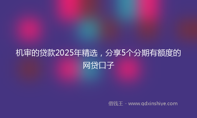 机审的贷款2025年精选，分享5个分期有额度的网贷口子