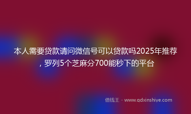 本人需要贷款请问微信号可以贷款吗2025年推荐，罗列5个芝麻分700能秒下的平台