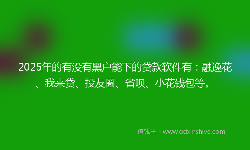 2025年的有没有黑户能下的贷款软件有：融逸花、我来贷、投友圈、省呗、小花钱包等。