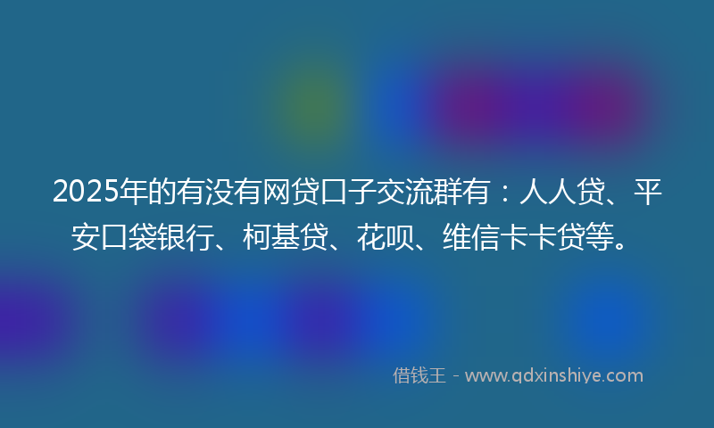 2025年的有没有网贷口子交流群有：人人贷、平安口袋银行、柯基贷、花呗、维信卡卡贷等。