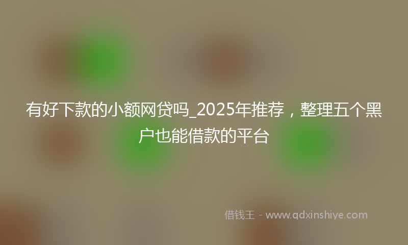 有好下款的小额网贷吗_2025年推荐，整理五个黑户也能借款的平台