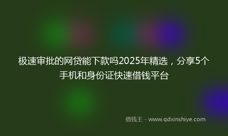 极速审批的网贷能下款吗2025年精选，分享5个手机和身份证快速借钱平台