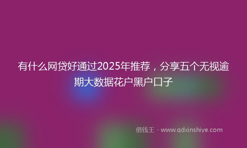 有什么网贷好通过2025年推荐，分享五个无视逾期大数据花户黑户口子