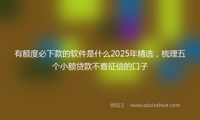 有额度必下款的软件是什么2025年精选，梳理五个小额贷款不查征信的口子