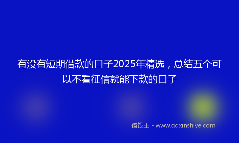 有没有短期借款的口子2025年精选，总结五个可以不看征信就能下款的口子