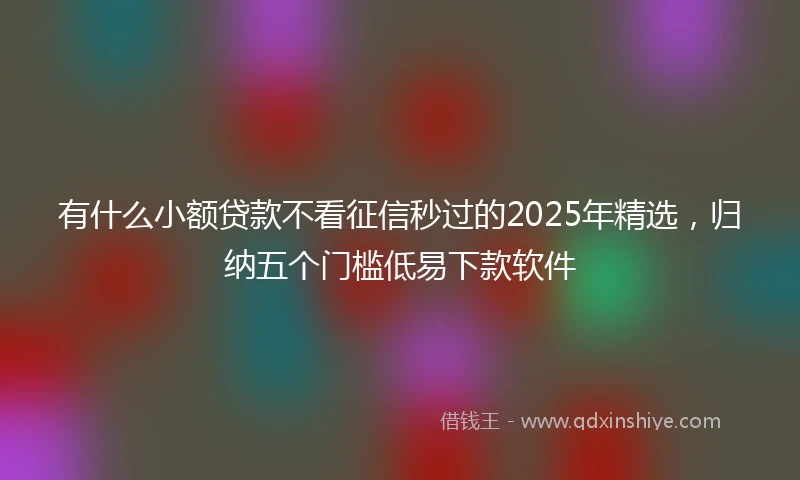 有什么小额贷款不看征信秒过的2025年精选，归纳五个门槛低易下款软件