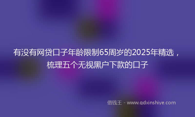 有没有网贷口子年龄限制65周岁的2025年精选，梳理五个无视黑户下款的口子