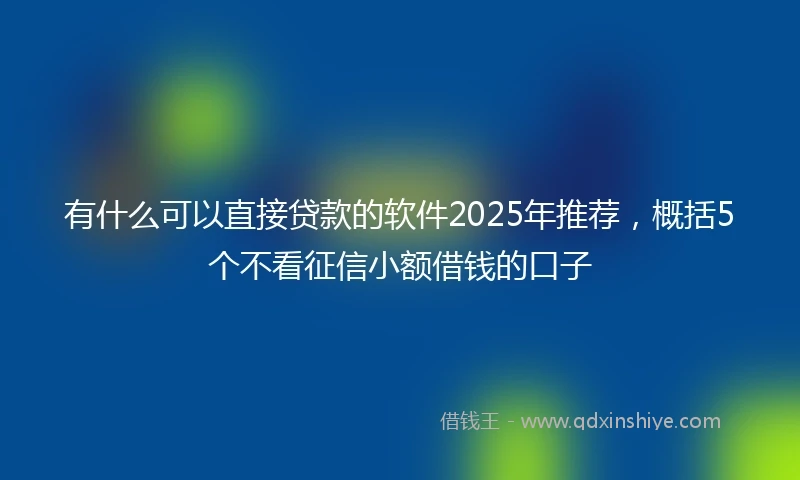 有什么可以直接贷款的软件2025年推荐，概括5个不看征信小额借钱的口子