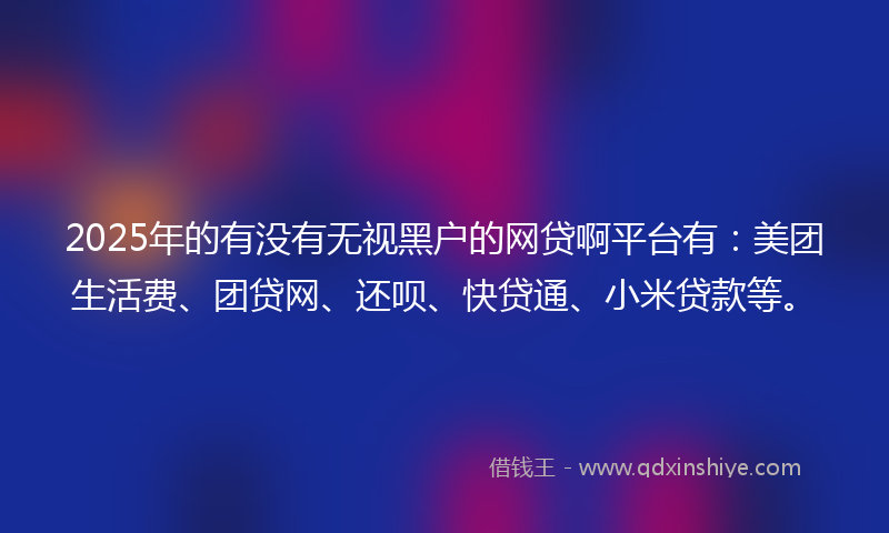 2025年的有没有无视黑户的网贷啊平台有：美团生活费、团贷网、还呗、快贷通、小米贷款等。