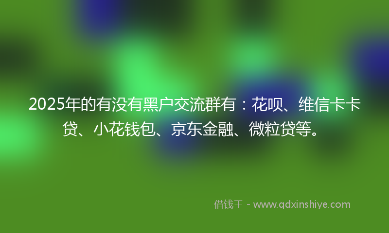 2025年的有没有黑户交流群有：花呗、维信卡卡贷、小花钱包、京东金融、微粒贷等。