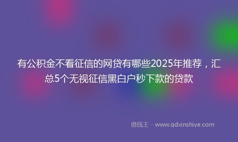 有公积金不看征信的网贷有哪些2025年推荐，汇总5个无视征信黑白户秒下款的贷款