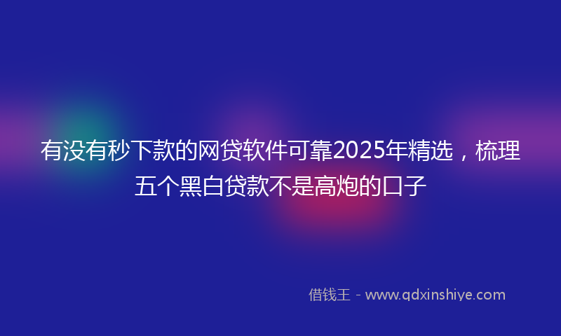 有没有秒下款的网贷软件可靠2025年精选，梳理五个黑白贷款不是高炮的口子