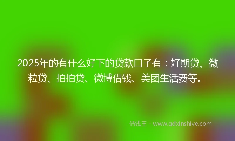 2025年的有什么好下的贷款口子有：好期贷、微粒贷、拍拍贷、微博借钱、美团生活费等。