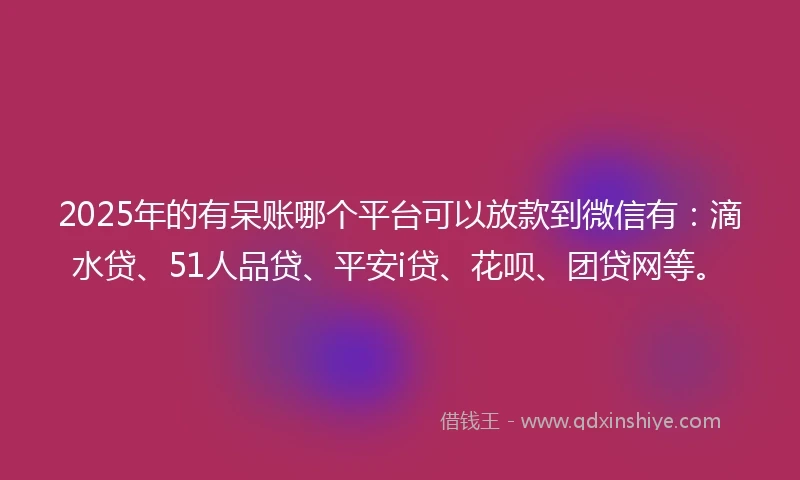 2025年的有呆账哪个平台可以放款到微信有：滴水贷、51人品贷、平安i贷、花呗、团贷网等。