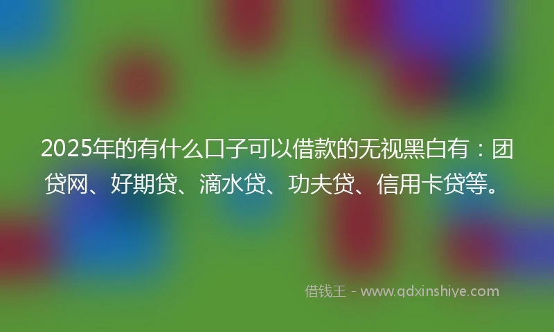 2025年的有什么口子可以借款的无视黑白有：团贷网、好期贷、滴水贷、功夫贷、信用卡贷等。